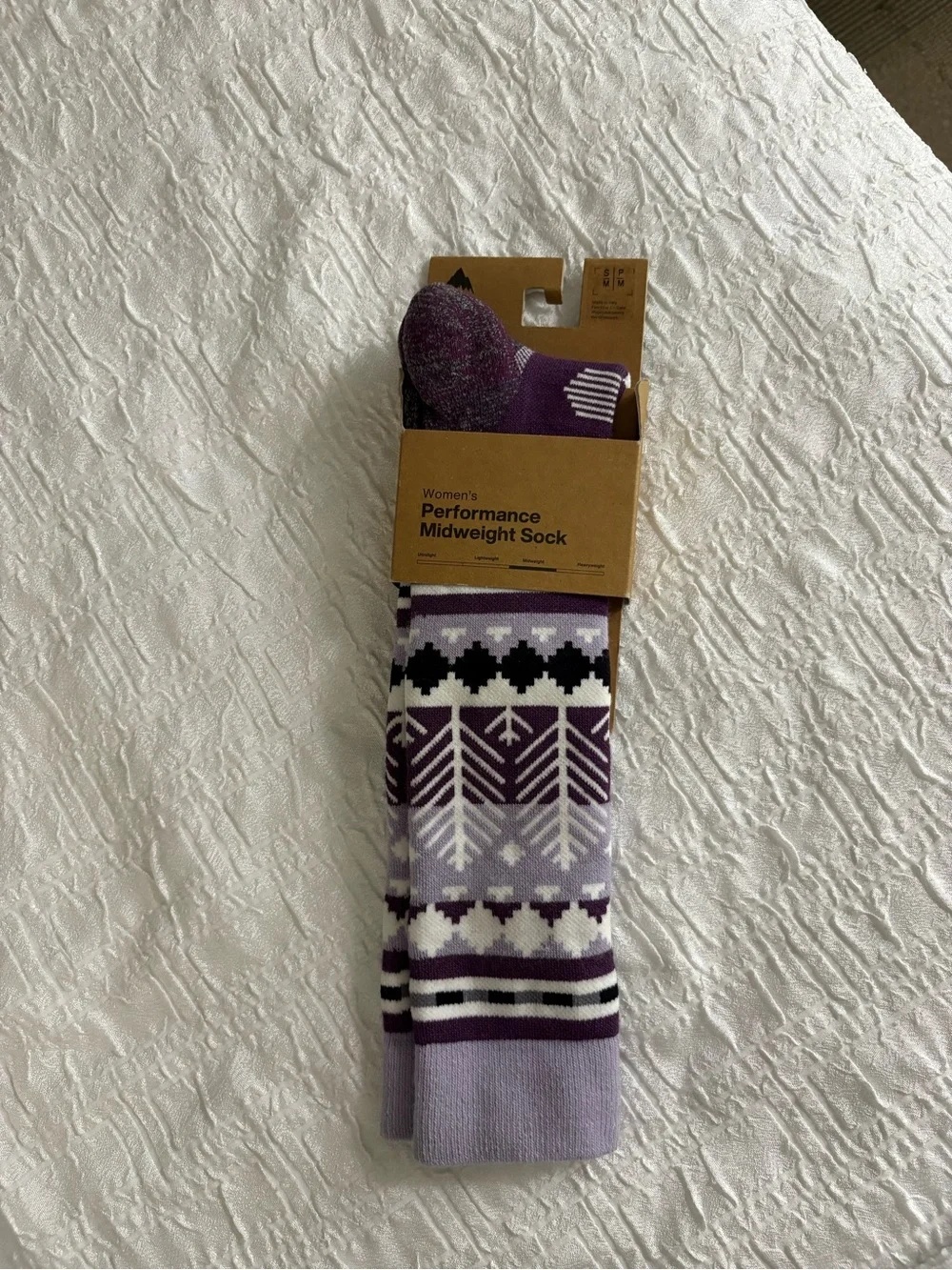 NWT Womens Burton Performance Midweight Socks Purple Snowy Pines S/M US Sz 4-6.5